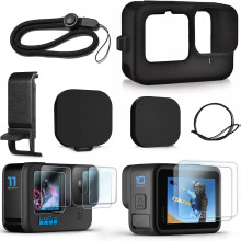 Waterdichte draagtas voor GoPro Hero12/11/10/9 (zwart), professioneel ontwerp met hoogwaardige 3D-touch glazen schermbeschermer en batterijklep.