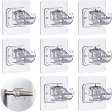 Design innovativo, supporti universali regolabili in plastica per aste per tende, colla potente per un montaggio immediato, clip di fissaggio in