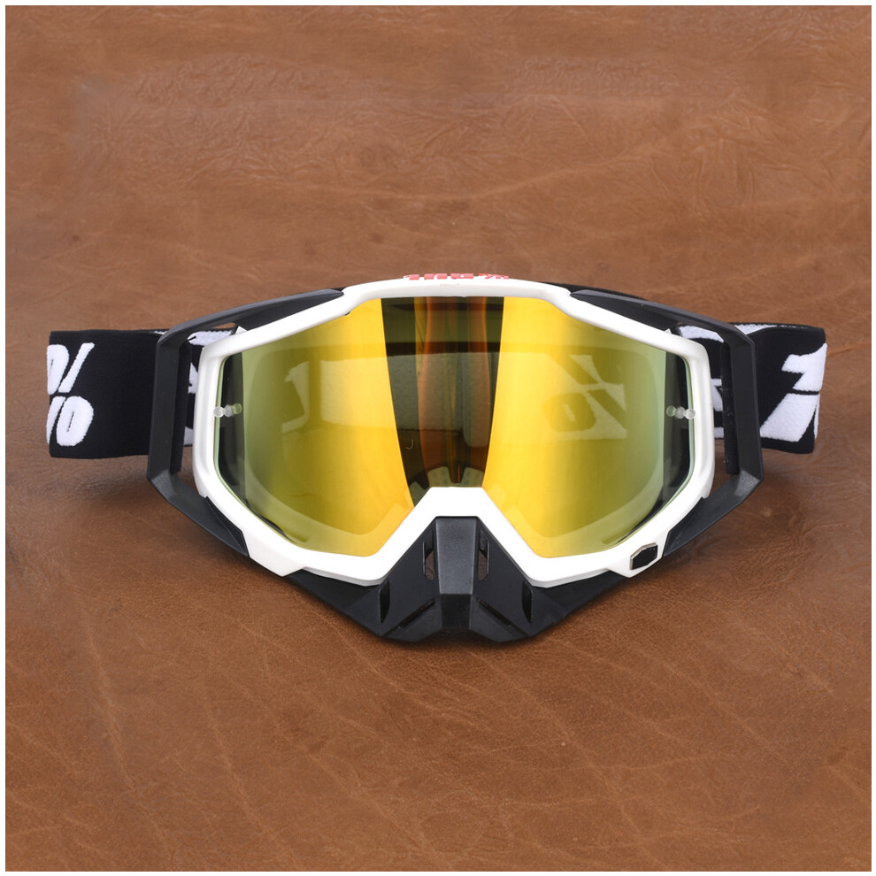 (01# White + Black - Red Lens) Goggles Motorcycle Racing Motocross Mx Mtb Atv Utv Dirt Bike Off-Road Eyewear White,Black,Red 4069369264375