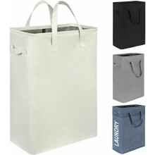 Cesto de roupa suja portátil, com design alto e estreito e grande capacidade de armazenamento, ideal para uso familiar em diversos locais, incluindo