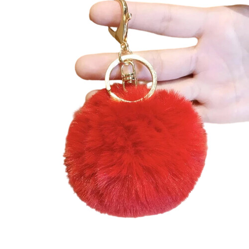 Fluweelachtige kunsthaar bal sleutelhanger handtas-B