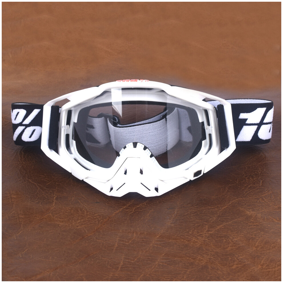 (52# - Clear Lens) Motorcycle Racing Goggles Motocross Mx Mtb Utv Dirt Bike Off-Road Eyewear White 4069369264610