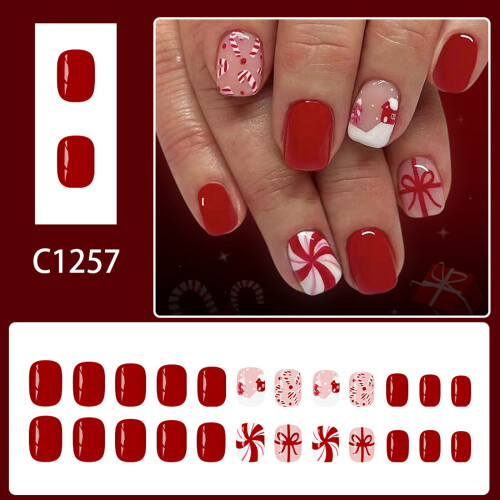 Festive Press On Nail Set 24Pieces Christmas Snowflake Glitters 1