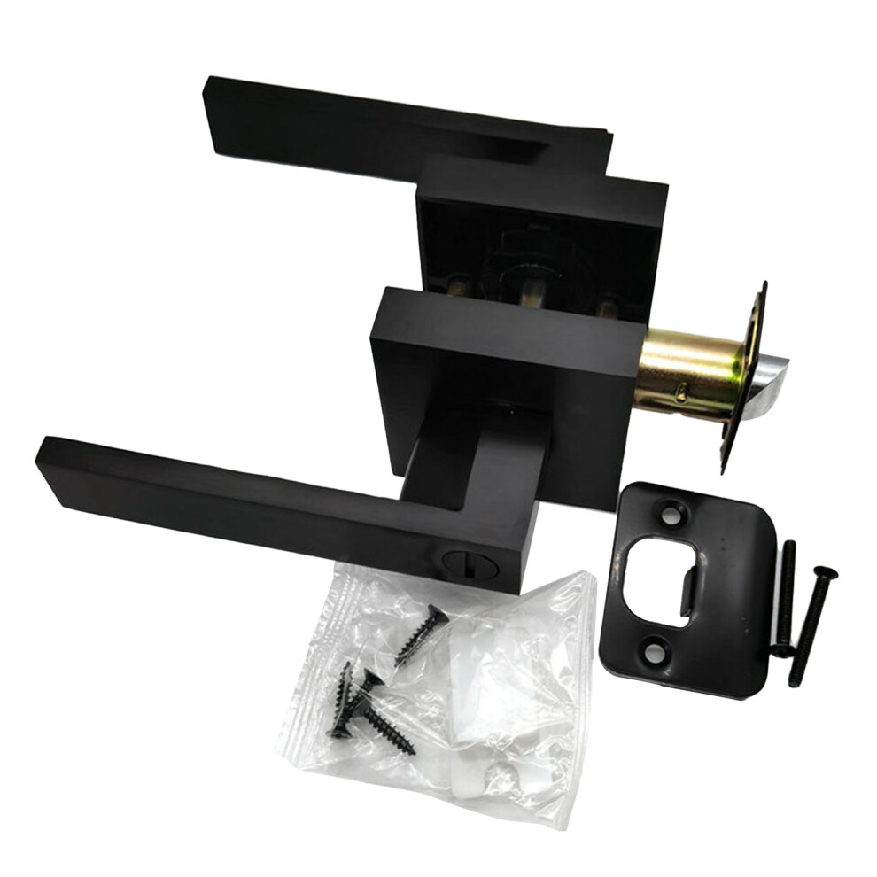 Entry Door Lock Set, Square Door Lever For Interior Privacy Doors, Heavy Duty Matte Black Finish Aluminum Alloy Passage Door Privacy Lock With Reversi 9198585864009