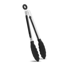 Pinça de cozinha com pontas de silicone, cabo antiderrapante, própria para lava-louças, ergonômica e feita de silicone de qualidade alimentar