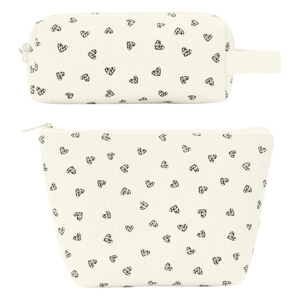 Beige Aesthetic Makeup Bag For Purse Zipper Make Up Pouch Small