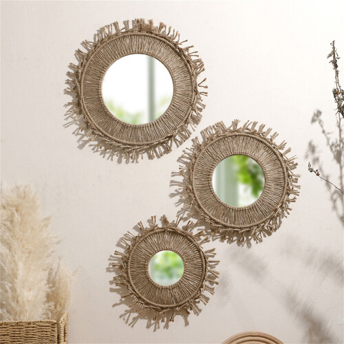 Artisanal Cotton Rope Frame Round Mirror with Elegant-Large 1