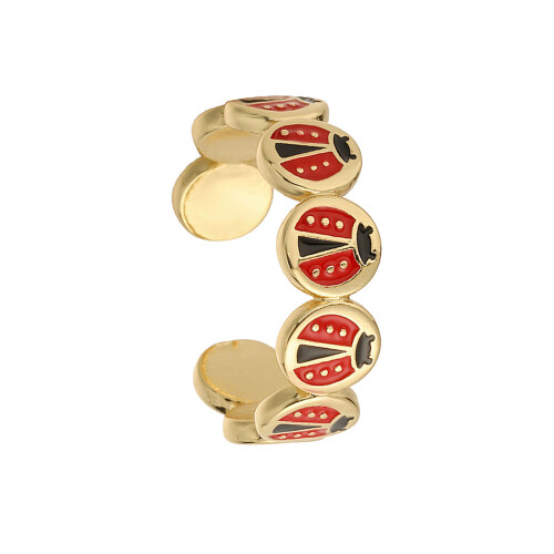 Six Star Ladybugs Inspired Adjustable Ring Artistic Enamel-B