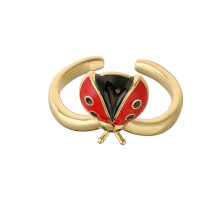 Openable Ladybugs Shaped Ring With Colorful Drip Glaze Finish-D