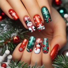 Christmas Fake Nail With Jelly Gel Glues And Nail File-BKS3609