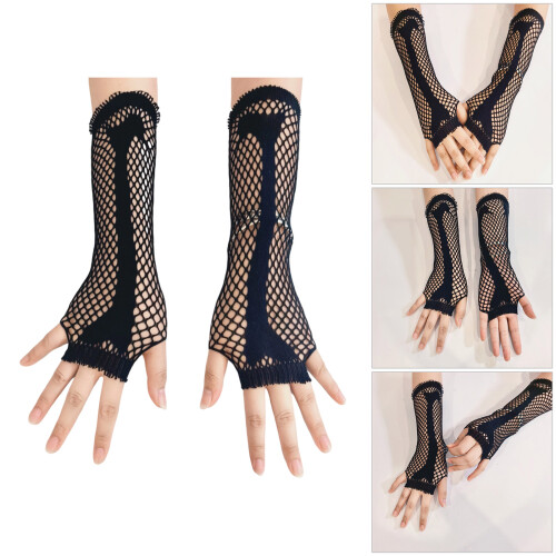 Manches de bras en maille à la mode, gants de Costume élastiques 1