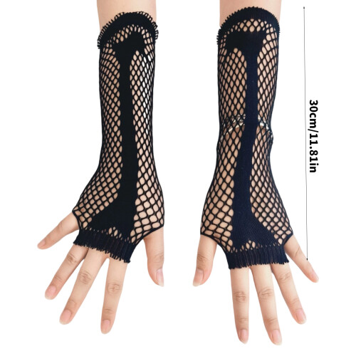 Manches de bras en maille à la mode, gants de Costume élastiques 2
