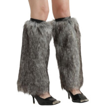 Manches de jambe en peluche de loup épais et chaud,