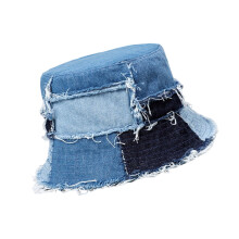 Denims Bucket Hat Patchwork Compact Foldable Headwear For Summer