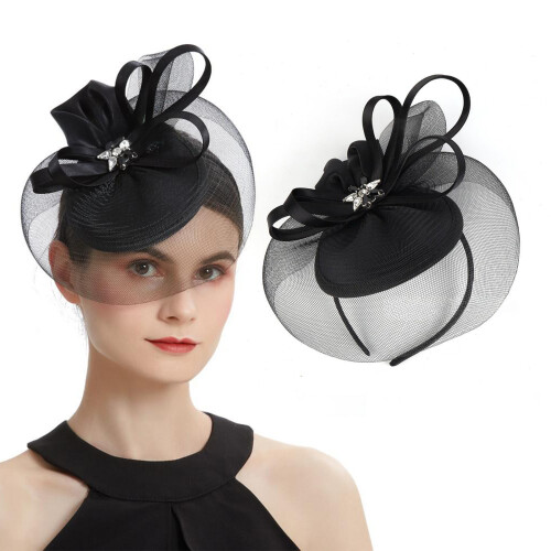 Zarter Fascinator-Haarschmuck mit dunklen Details, 1