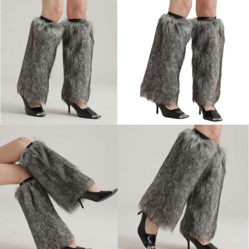 Thick Warm Wolf Plush Leg Sleeves Breathable Stretchable Leg 1