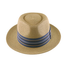 Ademende strohoed met brede rand, blauwe riem voor dames, heren,