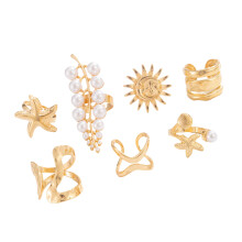 Bagues empilables d'inspiration nautique serties de-Couleur or