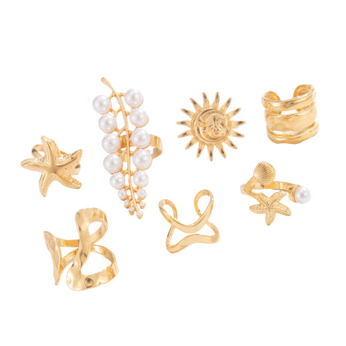 Bagues empilables d'inspiration nautique serties de-Couleur or