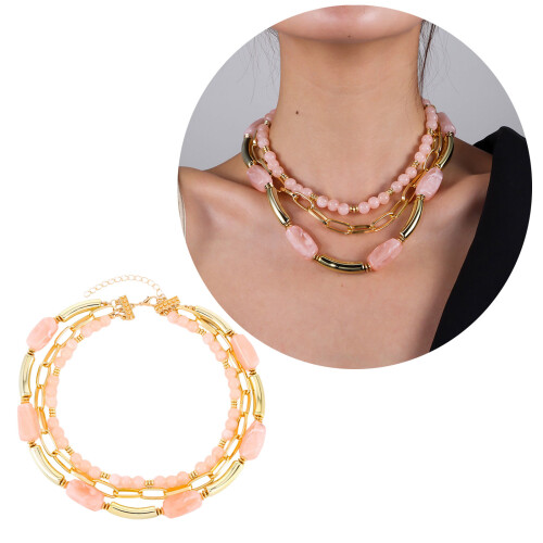 Collier de perles à la mode, Accent en résine géométrique,-Vert 2
