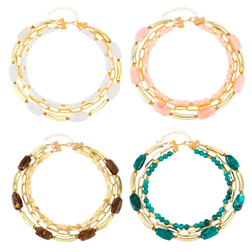 Collier de perles à la mode, Accent en résine géométrique,-Vert 1