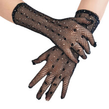 Stretchable Rhinestones Gloves Lace Fishnet Design Breathable