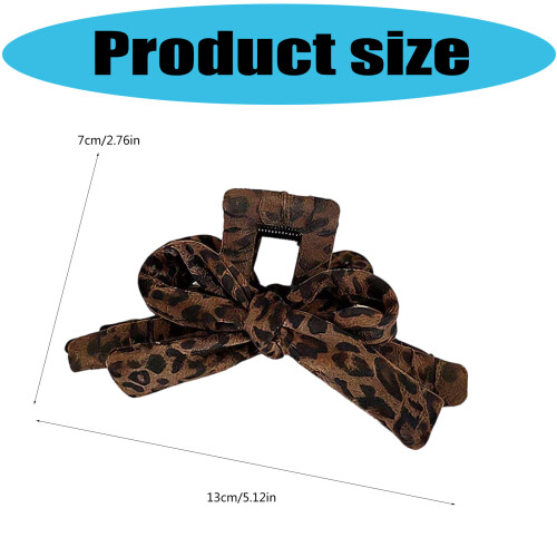 Fashionable Leopard Pattern Hair Claw With Decorative Bowknot 2