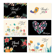 Elegante takkekort, assorterede designs med kuverter, blomstermønstrede blanke indvendige takkekort til brug ved flere lejligheder, personlige