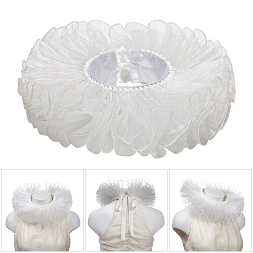 Adjustable Lace Trim Imitation Collar Scarf Reusable Polyester 1