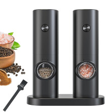 Smart kryddkvarn för salt och peppar, kraftfull vinstock, elektrisk kvarn med dubbel behållardesign och justerbar grovhet, kryddblandare av