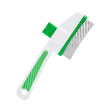 Cat Shedding Brush With Release Button, Flea Removal Comb, For Long And Short Haired Cats And Dogs, Indoor Outdoor Green