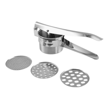 Stainless Steel Potato Ricer for Smooth Mashed Potatoes, Labor Saving Manual Presser with Interchangeable Ricing Discs, Heavy Duty Construction, Easy