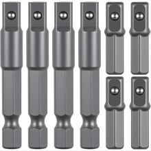 8 Pieces 1/4 Hex to Square Socket Adapter, Drill A