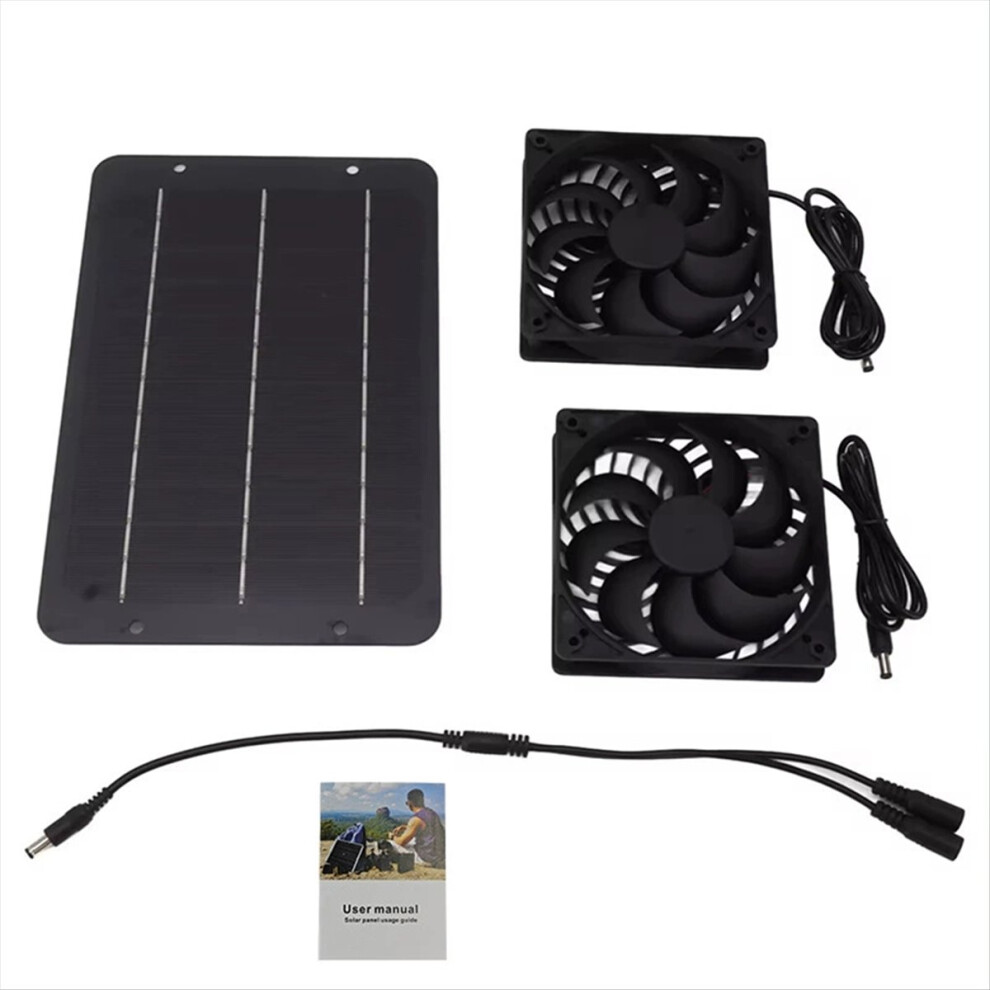 10W Solar Powered Dual Fan 12V Efficient Energy Sa 4853526595835
