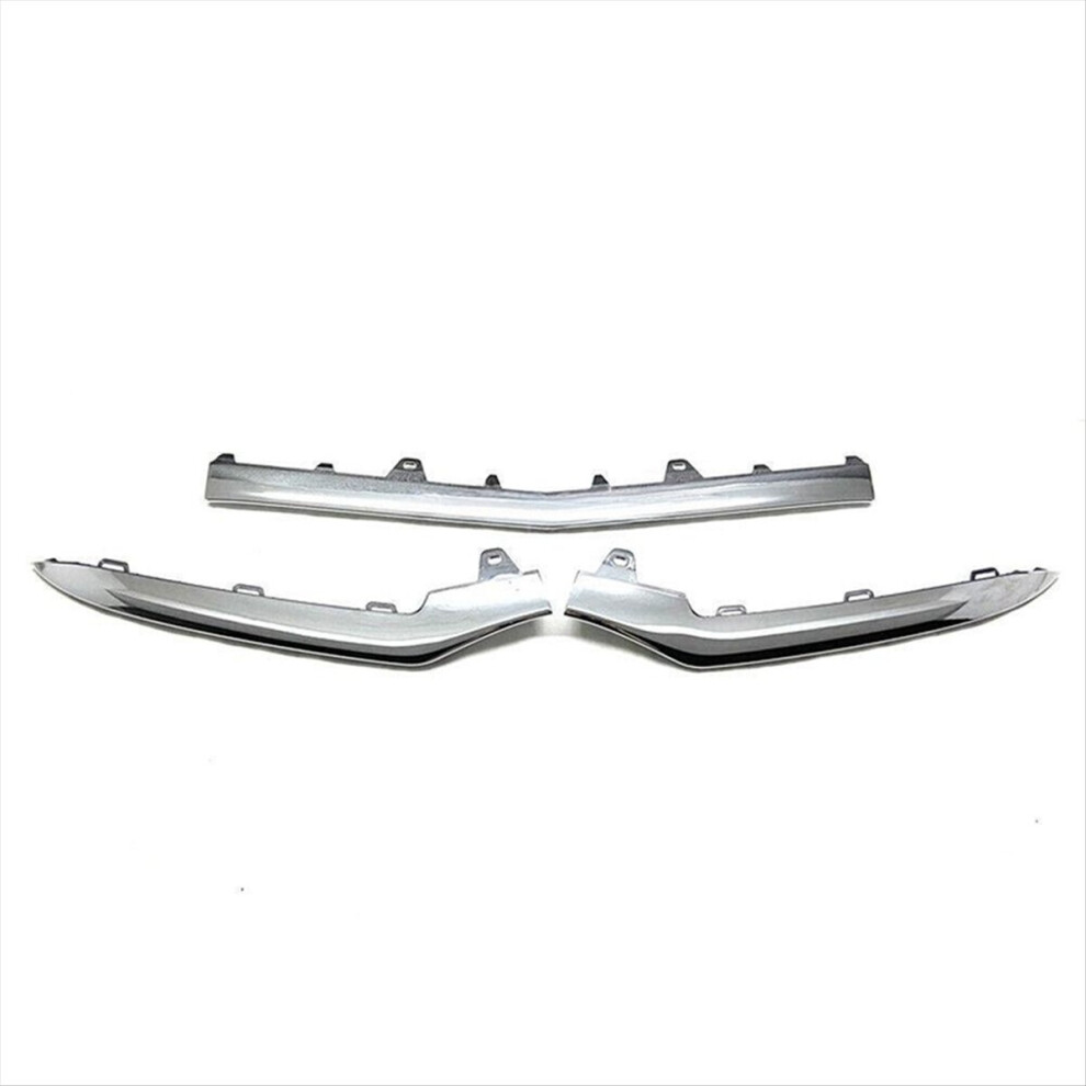 3Pcs Chrome Front Bumper Moulding Lip Trim Strip F 4853538377788