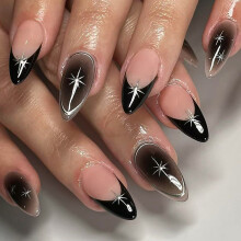 24Pcs Punk Style False Nails with Floral Pattern Plastic Nail