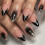 24Pcs Punk Style False Nails with Floral Pattern Plastic Nail 1