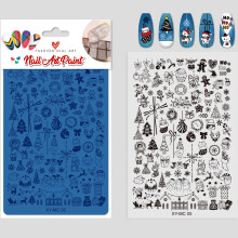 Metal Nail Stencil Kit Detailed Christmas Reindeer Motif For-02