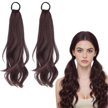 Ponytail Extension Wig 2 Pcs Set, Brown Hair Extensions For Women, Easy To Style For Daily Use, Occasions
