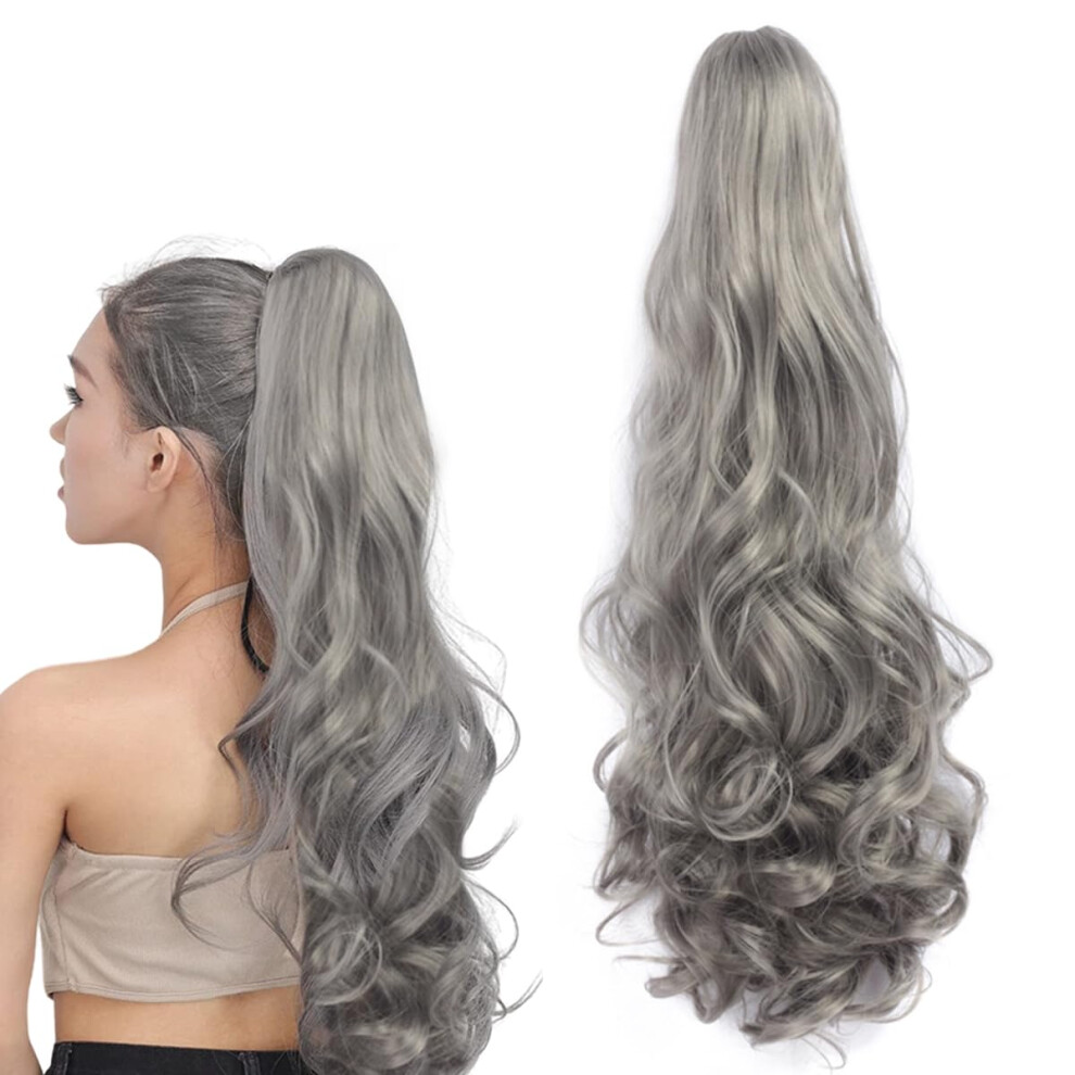 Unisex Ponytail Extension Clipin Long Curly Wavy Synthetic Hair One Piece Claw Clip Gbmw016 Natural Color For Women