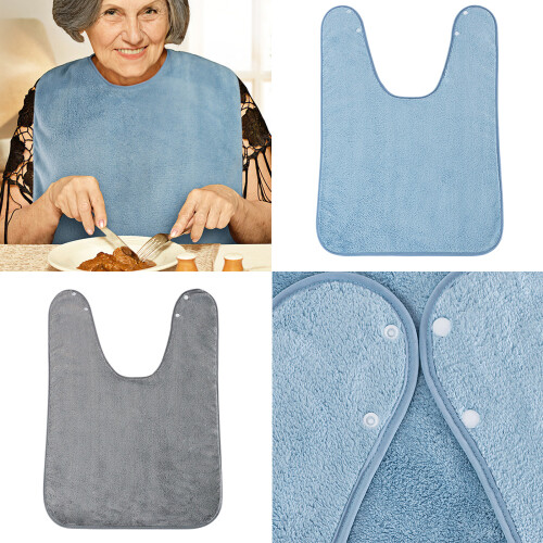 Comfortable Senior Bibs With Full Body Protection-Light blue 2