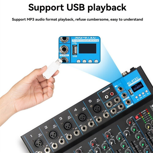 Professional 7-Channel Audio Mixer with USB MP3 Pl 2