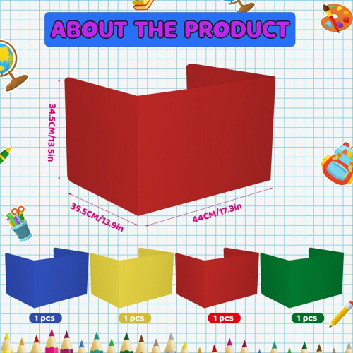 4 Pack Colorful Privacy Floders for Student Desks 2