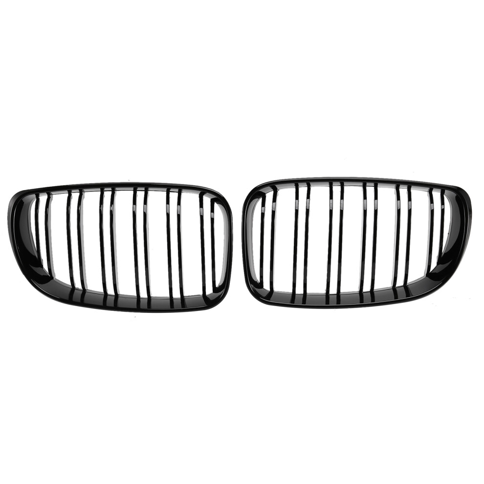 Glossy Dual Slats Front Kidney Grille Grill Black 4852581971639