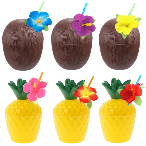 Hawaiian Coconut Pineapple Cups Luau Summer Beach 1