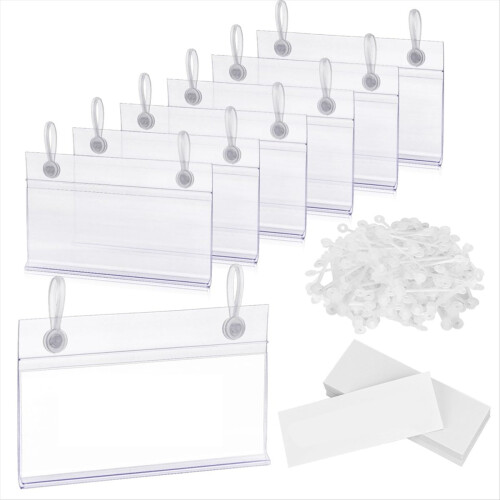 100PCS Clear Label Holders for Wire Shelf Retail P 1
