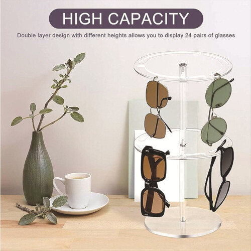 Double Layer Acrylic Sunglasses Holder Stand Clear 2