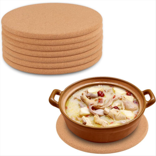 Pack of 8 Cork Coasters, Round Pot Coasters,Cork C 2