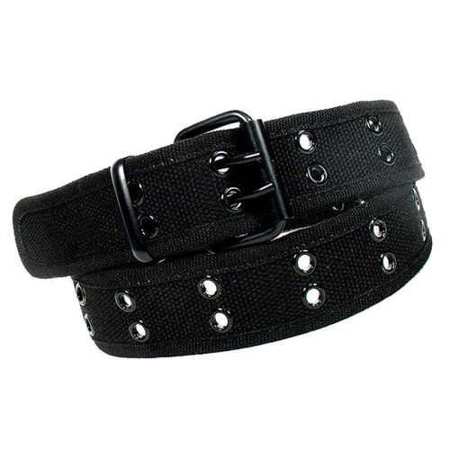 New Canvas Web Belt Two Hole Grommets Black Metal 1