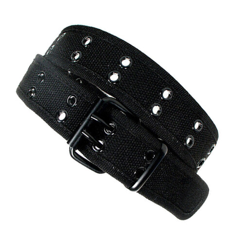 New Canvas Web Belt Two Hole Grommets Black Metal 2